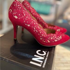 NEW INC International Concepts Zitah Red Lace Heels